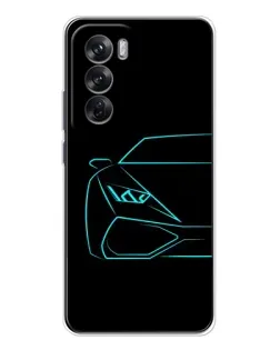 Чехол для OPPO Reno 12 с картинкой «Голубой силуэт Lamborghini» Чехол для OPPO Reno 12 с картинкой «Голубой силуэт Lamborghini»