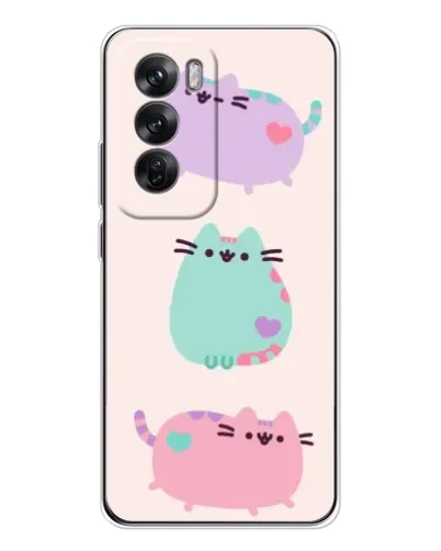 Чохол для OPPO Reno 12 з картинкою «Pusheen тріо»