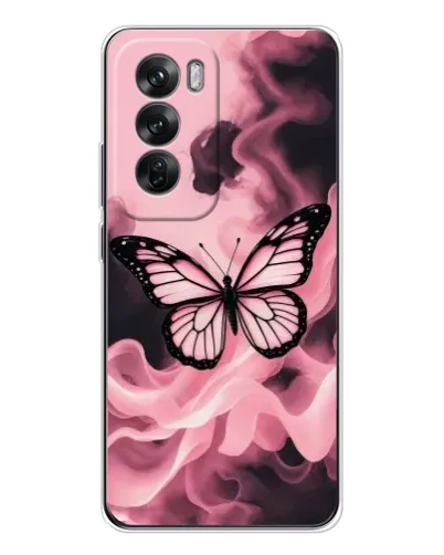 Чехол для OPPO Reno 12 с картинкой «Бабочка в дыму»