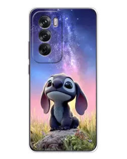 Чехол для OPPO Reno 12 с картинкой «Стич на рассвете»