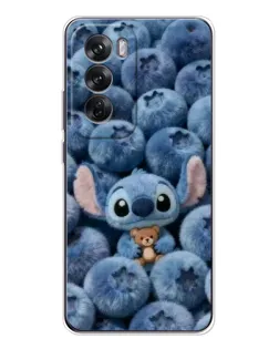 Чехол для OPPO Reno 12 с картинкой «Стич и голубика»