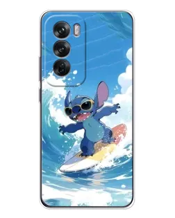Чехол для OPPO Reno 12 с картинкой «Стич на волне»