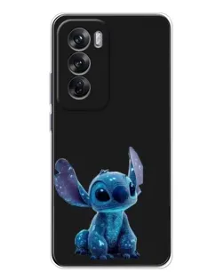 Чехол для OPPO Reno 12 с картинкой «Стич на черном»