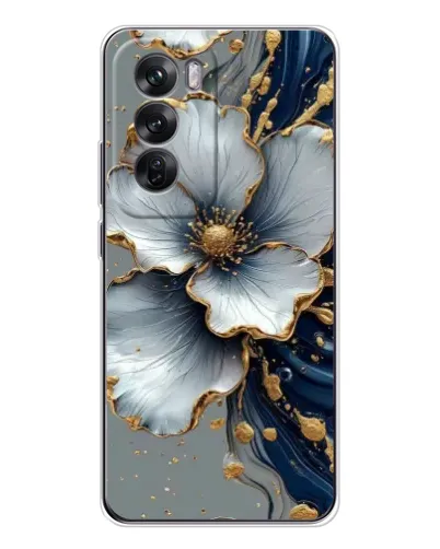 Чехол для OPPO Reno 12 с картинкой «Белый цветок и золотой флюид» Чехол для OPPO Reno 12 с картинкой «Белый цветок и золотой флюид»