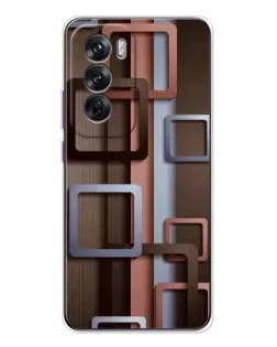 Чохол для OPPO Reno 12 з картинкою «Коричневі об'ємні квадрати»