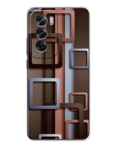 Чохол для OPPO Reno 12 з картинкою «Коричневі об'ємні квадрати»
