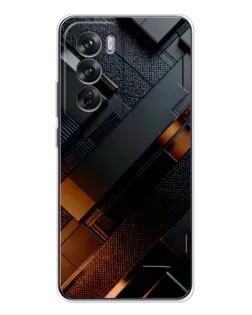 Чохол для OPPO Reno 12 з картинкою «Чорні геометричні блоки»