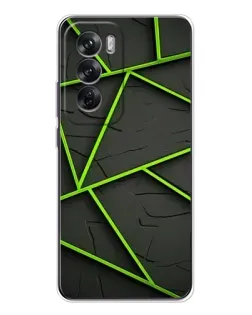 Чохол для OPPO Reno 12 з картинкою «Зелені геометричні лінії»