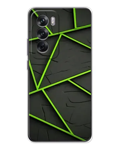 Чохол для OPPO Reno 12 з картинкою «Зелені геометричні лінії»