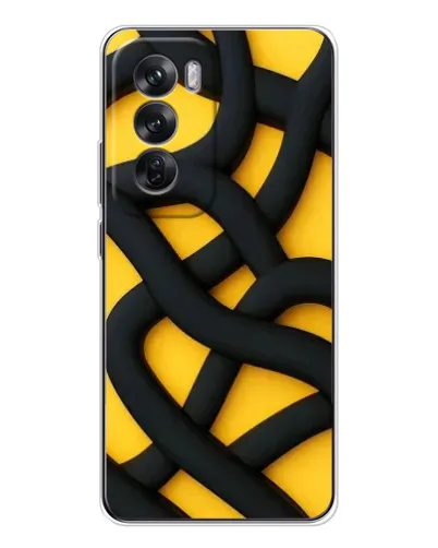 Чохол для OPPO Reno 12 з картинкою «Чорне жовте переплетення»