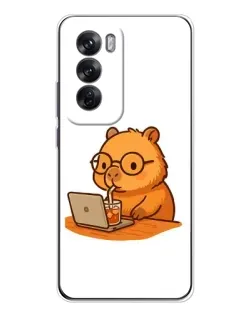 Чехол для OPPO Reno 12 с картинкой «Капибара с ноутбуком» Чехол для OPPO Reno 12 с картинкой «Капибара с ноутбуком»