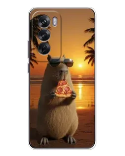 Чехол для OPPO Reno 12 с картинкой «Капибара с пиццей» Чехол для OPPO Reno 12 с картинкой «Капибара с пиццей»