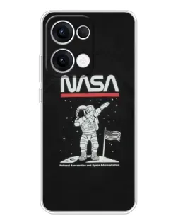 Чехол для OPPO Reno 13 5G с картинкой «NASA — шагаем по Луне»