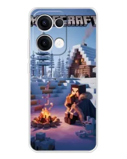 Чехол для OPPO Reno 13 5G с картинкой «Зимний Minecraft»