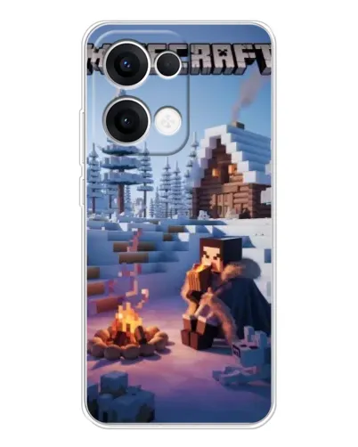 Чехол для OPPO Reno 13 5G с картинкой «Зимний Minecraft»