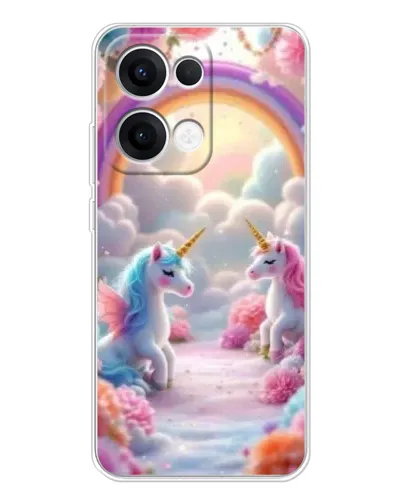 Чехол для OPPO Reno 13 5G с картинкой «Радуга и единороги» Чехол для OPPO Reno 13 5G с картинкой «Радуга и единороги»