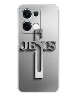Чехол для OPPO Reno 13 5G с картинкой «Металлический крест Jesus»