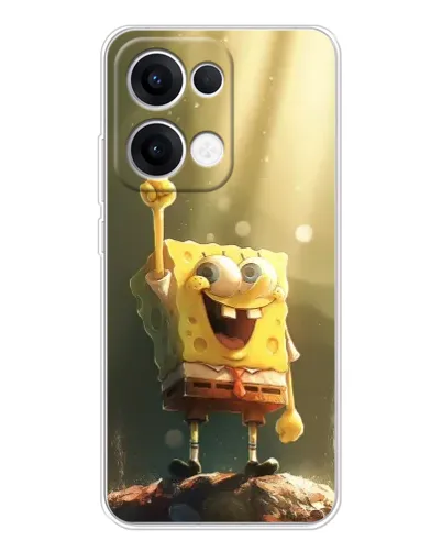 Чехол для OPPO Reno 13 5G с картинкой «Сияющий Спанч Боб»