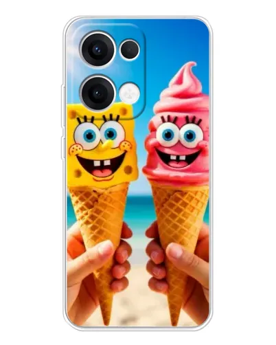 Чехол для OPPO Reno 13 5G с картинкой «Спанч Боб мороженое»
