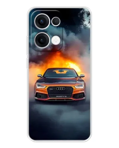 Чехол для OPPO Reno 13 5G с картинкой «Audi в огненном дыму»