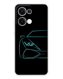 Чехол для OPPO Reno 13 5G с картинкой «Голубой силуэт Lamborghini»