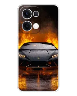 Чехол для OPPO Reno 13 5G с картинкой «Lamborghini в огне»