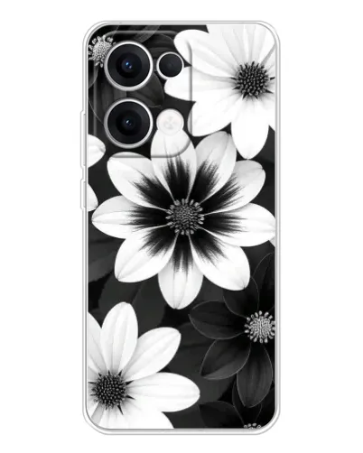 Чехол для OPPO Reno 13 5G с картинкой «Монохромные астры»