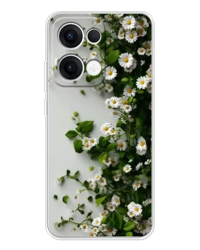Чехол для OPPO Reno 13 5G с картинкой «Ветка мелких белых цветов»