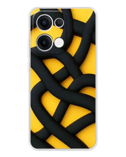 Чехол для OPPO Reno 13 5G с картинкой «Черное желтое переплетение»