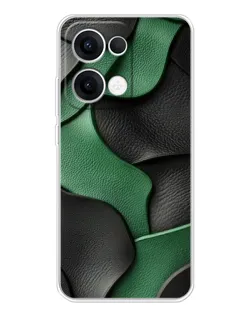 Чехол для OPPO Reno 13 5G с картинкой «Зеленые кожаные волны»