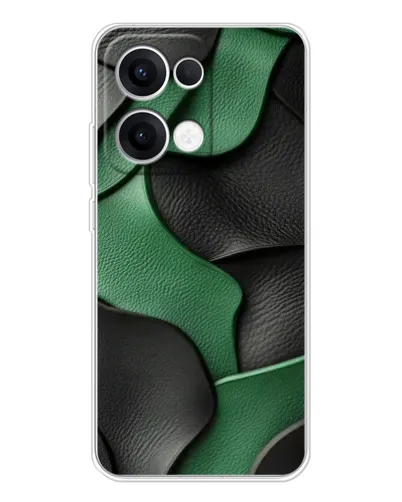 Чехол для OPPO Reno 13 5G с картинкой «Зеленые кожаные волны»
