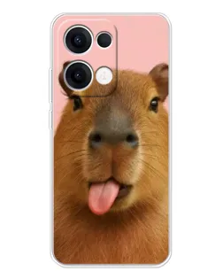 Чехол для OPPO Reno 13 5G с картинкой «Капибара с языком»
