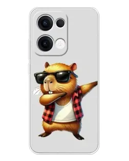 Чехол для OPPO Reno 13 5G с картинкой «Капибара рэпер даб»
