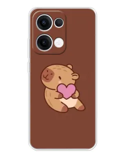 Чехол для OPPO Reno 13 5G с картинкой «Капибара с сердцем»