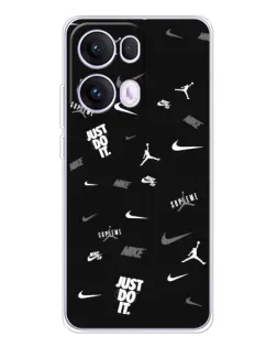 Чехол для OPPO Reno 13 Pro 5G с картинкой «Nike Black Pattern»