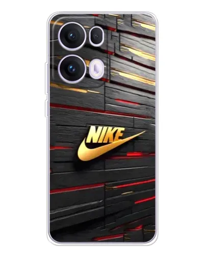 Чехол для OPPO Reno 13 Pro 5G с картинкой «Золотой Nike на металле»
