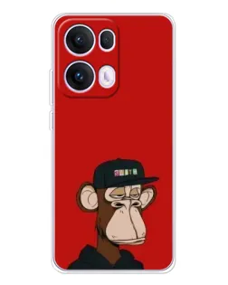 Чехол для OPPO Reno 13 Pro 5G с картинкой «Bored Ape — красный фон»