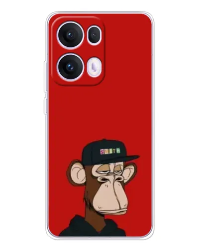 Чехол для OPPO Reno 13 Pro 5G с картинкой «Bored Ape — красный фон»