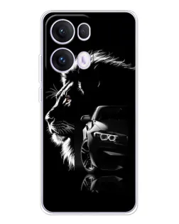 Чехол для OPPO Reno 13 Pro 5G с картинкой «BMW и лев»
