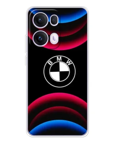 Чехол для OPPO Reno 13 Pro 5G с картинкой «Логотип BMW и неоновые дуги»