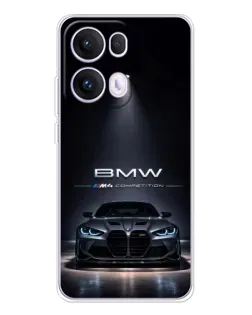 Чехол для OPPO Reno 13 Pro 5G с картинкой «BMW сквозь ночной город»