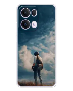 Чехол для OPPO Reno 13 Pro 5G с картинкой «Герой PUBG на скале»