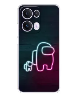 Чехол для OPPO Reno 13 Pro 5G с картинкой «Among Us неон-арт»