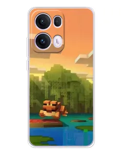 Чехол для OPPO Reno 13 Pro 5G с картинкой «Майнкрафт закат солнца»