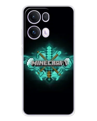 Чехол для OPPO Reno 13 Pro 5G с картинкой «Minecraft Diamond лого»