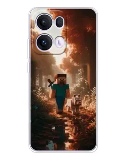 Чехол для OPPO Reno 13 Pro 5G с картинкой «Стив в лесу»