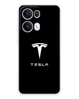 Чехол для OPPO Reno 13 Pro 5G с картинкой «Tesla White Logo» Чехол для OPPO Reno 13 Pro 5G с картинкой «Tesla White Logo»