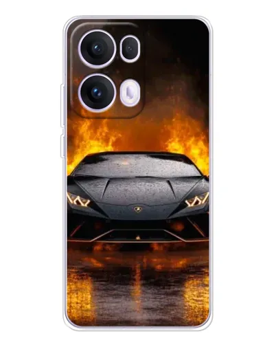Чехол для OPPO Reno 13 Pro 5G с картинкой «Lamborghini в огне»