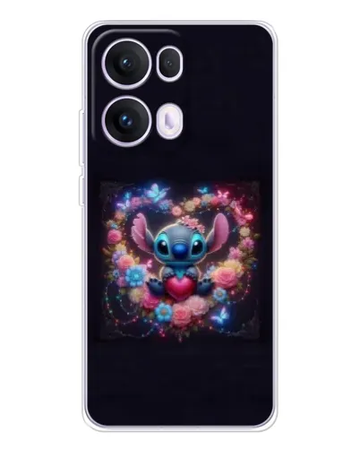 Чехол для OPPO Reno 13 Pro 5G с картинкой «Stitch в цветах»