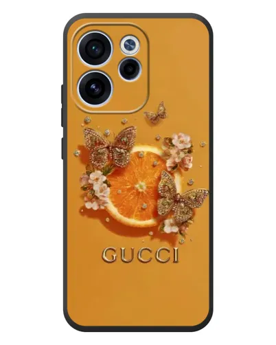 Чехол для OPPO Reno 15 F с картинкой «Gucci — золотые бабочки» Чехол для OPPO Reno 15 F с картинкой «Gucci — золотые бабочки»